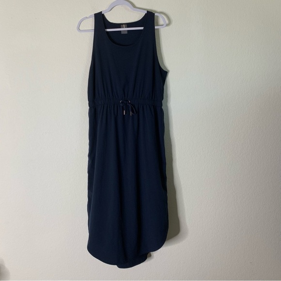 CALIA Womens navy blue sleeveless racerback tie waist midi dress L - Picture 1 of 10